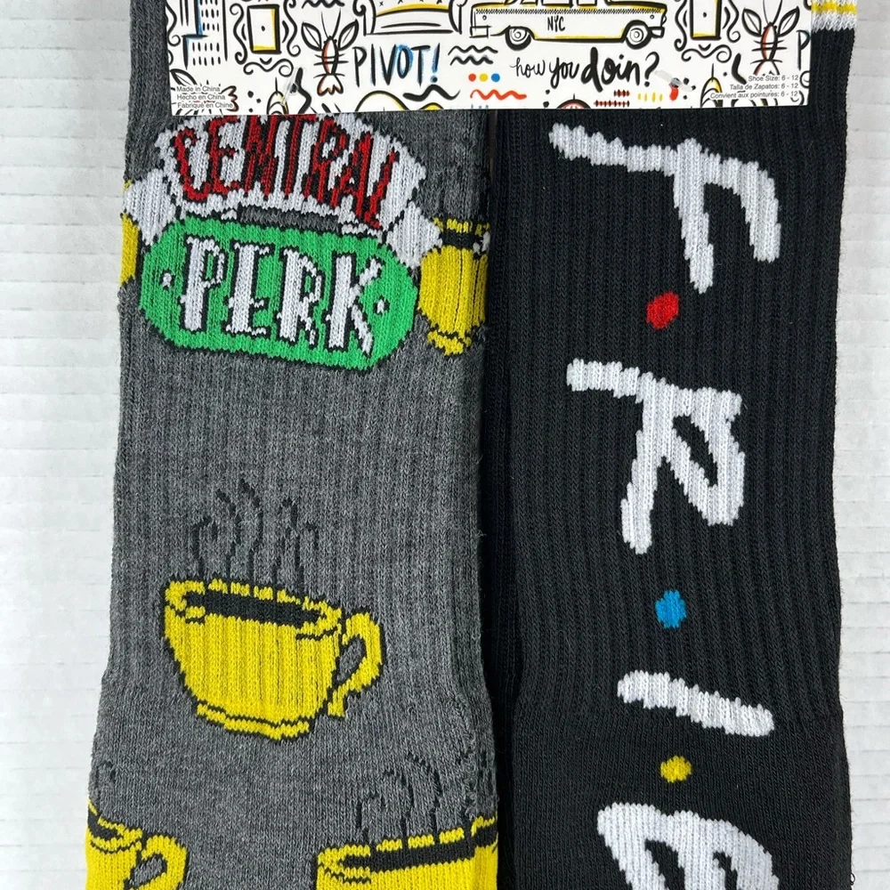 FRIENDS Socks 2 Pair TV Show Central Perk Logo Licensed